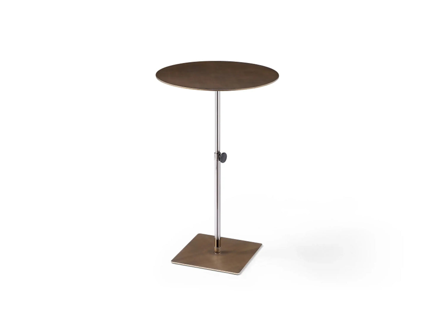 Bronze And Silver Steel Height Adjustable Round Pedestal End Table - Homeroots - Flyclothing LLC