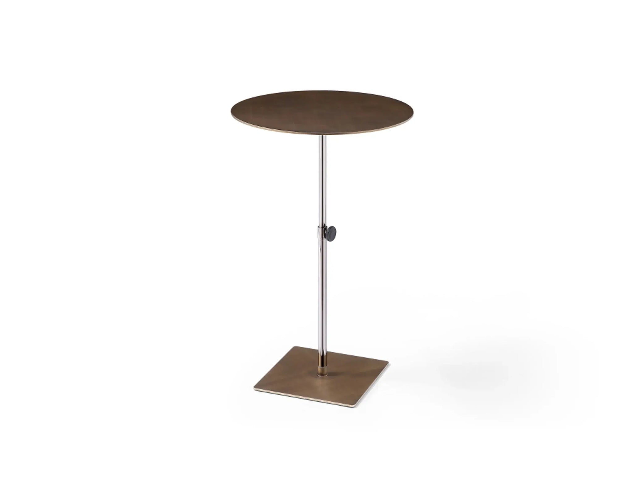 Bronze And Silver Steel Height Adjustable Round Pedestal End Table - Homeroots - Flyclothing LLC
