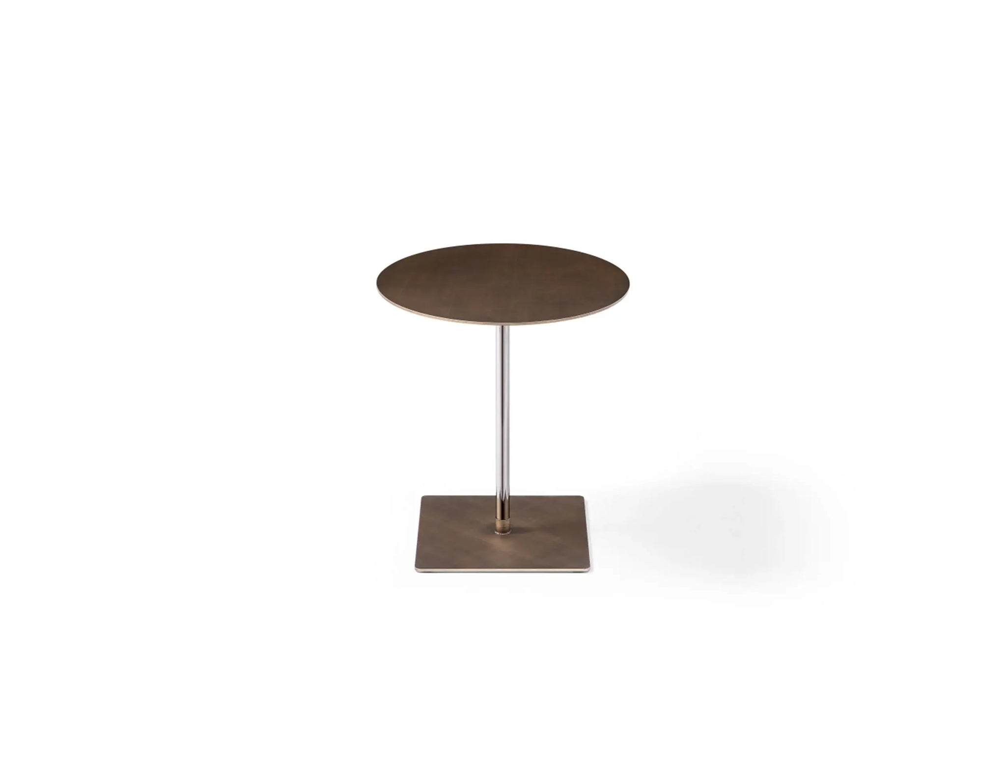 Bronze And Silver Steel Height Adjustable Round Pedestal End Table - Homeroots - Flyclothing LLC