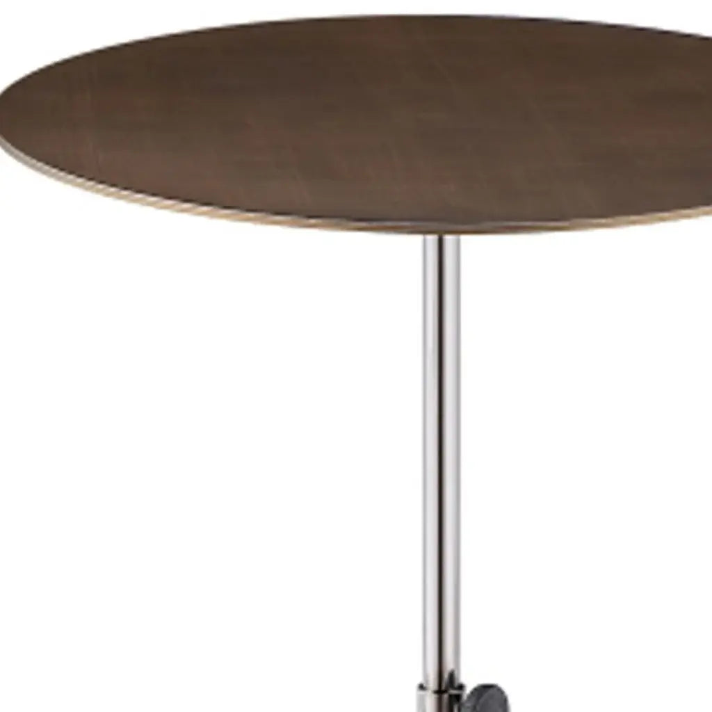 Bronze And Silver Steel Height Adjustable Round Pedestal End Table - Homeroots - Flyclothing LLC