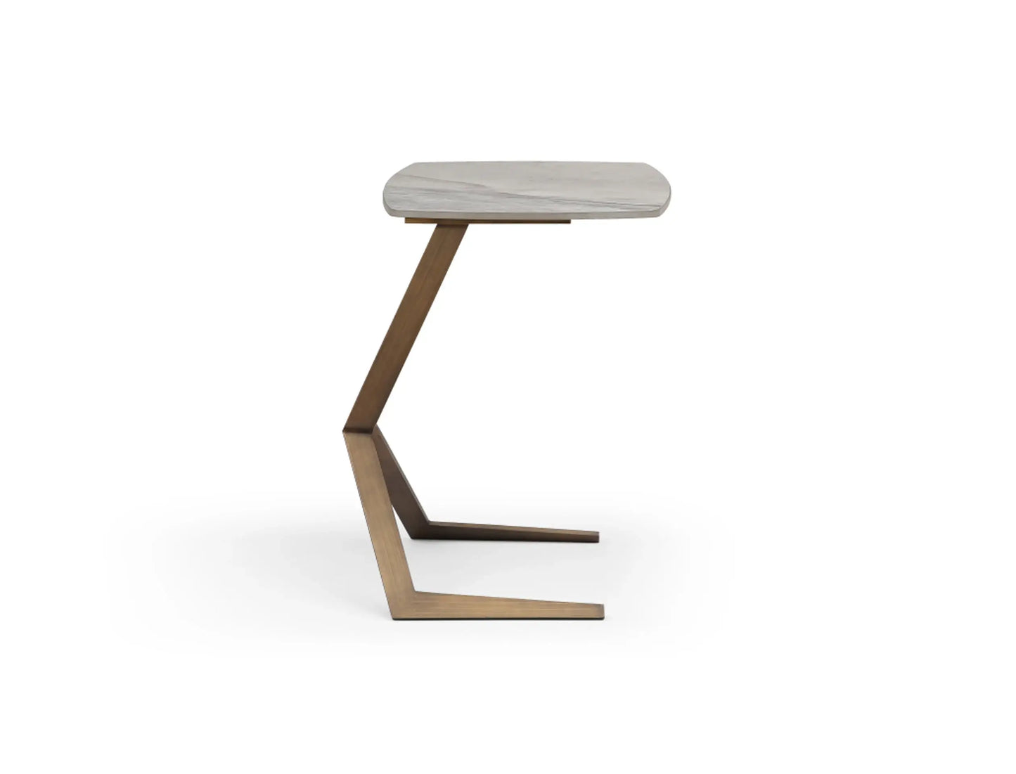 24" White And Bronze Ceramic Faux Marble and Steel End Table - Homeroots - Flyclothing LLC