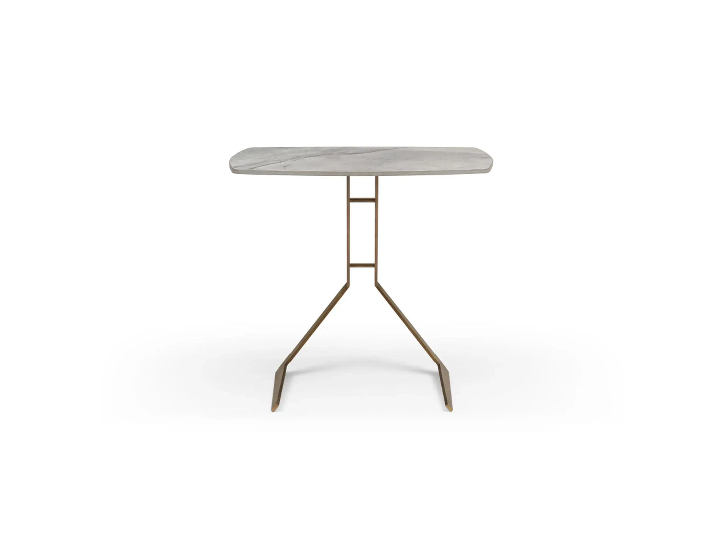 24" White And Bronze Ceramic Faux Marble and Steel End Table - Homeroots - Flyclothing LLC