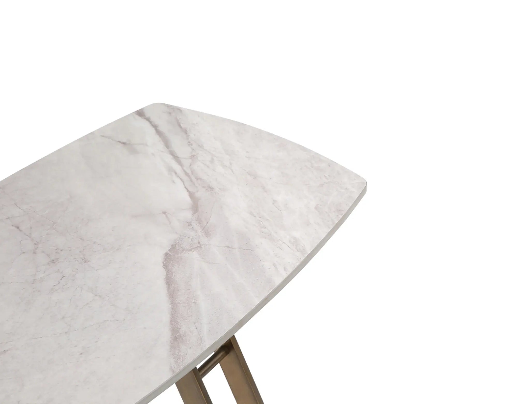 24" White And Bronze Ceramic Faux Marble and Steel End Table - Homeroots - Flyclothing LLC