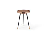 24" Walnut Black And Rose Gold Wood and Stainless Steel Round End Table - Homeroots - Flyclothing LLC