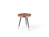 20" Walnut Black And Rose Gold Wood and Stainless Steel Round End Table - Homeroots - Flyclothing LLC