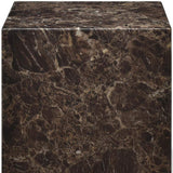20" Brown Marble Square Block End Table - Homeroots - Flyclothing LLC