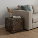 20" Brown Marble Square Block End Table - Homeroots - Flyclothing LLC