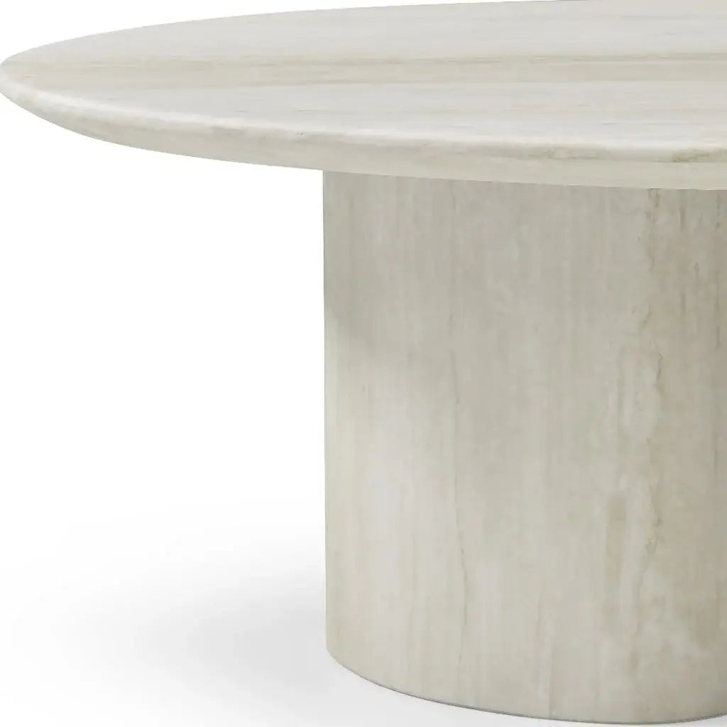 17" Beige Marble Oval Pedestal End Table - Homeroots - Flyclothing LLC