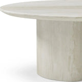 17" Beige Marble Oval Pedestal End Table - Homeroots - Flyclothing LLC