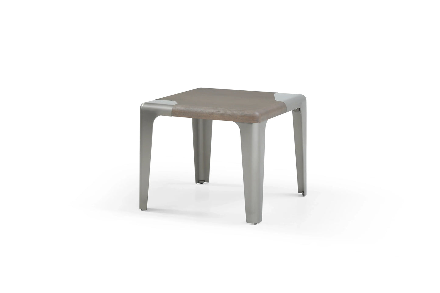 20" Ash Gray and Silver Wood and Stainless Steel Square End Table - Homeroots - Flyclothing LLC