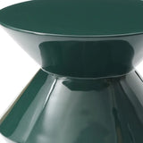18" Green Wood Round Top Geo Pedestal End Table - Homeroots - Flyclothing LLC