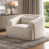 42" White Boucle Arm Chair With Lumbar Pillow - Homeroots - Flyclothing LLC
