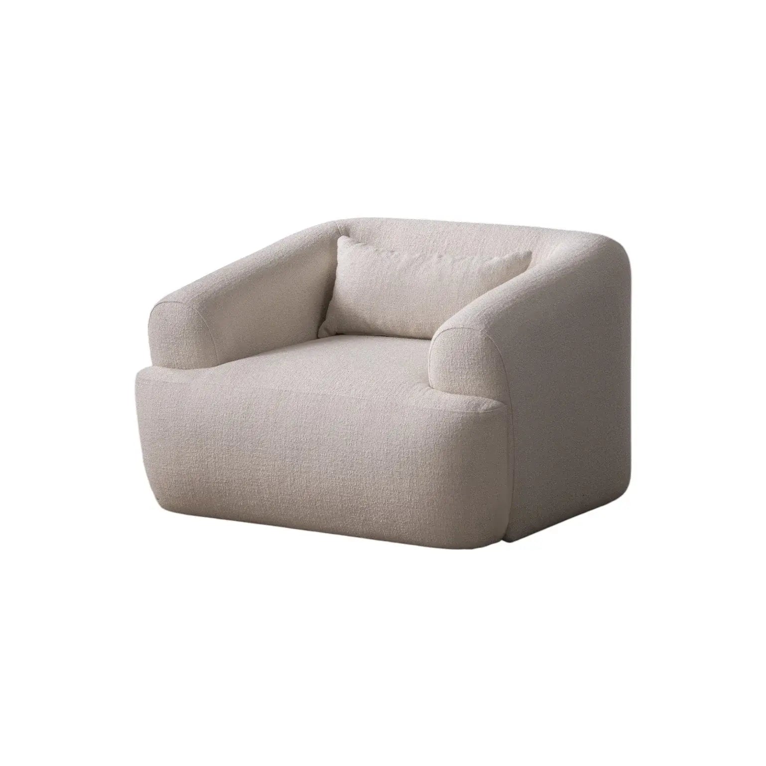 42" White Boucle Arm Chair With Lumbar Pillow - Homeroots - Flyclothing LLC