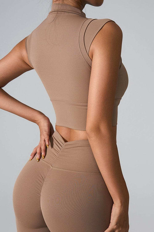 Mock Neck Active Tank - Trendsi - Flyclothing LLC