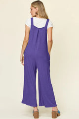 Double Take Full Size Texture Sleeveless Wide Leg Overall - Trendsi - Flyclothing LLC