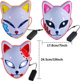 Demon LED Mask Slayers Costume Props Japanese Anime Plastic Fox Face Cosplay Glowing Masks for Adult Masquerade - SHOMICOBOUTIQUE - Flyclothing LLC