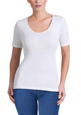 EGi Luxury Merino Wool Silk Women's Short Sleeve T-Shirt. Proudly Made in Italy (142) - tittimitti - Flyclothing LLC