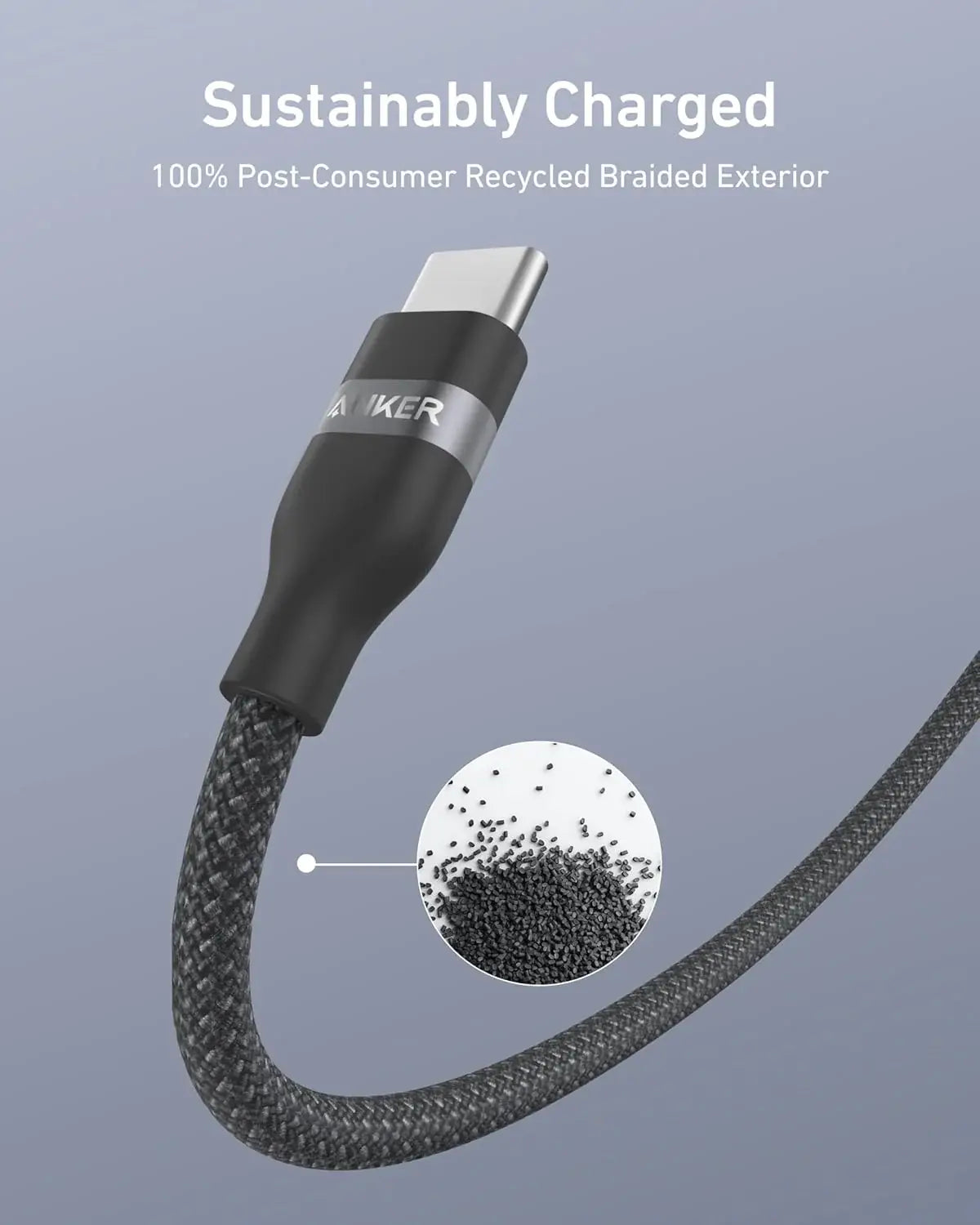 Anker USB-C to USB-C Cable (3 ft / 6 ft, 240W, Upcycled-Braided) - Anker - Flyclothing LLC