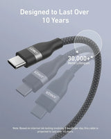 Anker USB-C to USB-C Cable (3 ft / 6 ft, 240W, Upcycled-Braided) - Anker - Flyclothing LLC