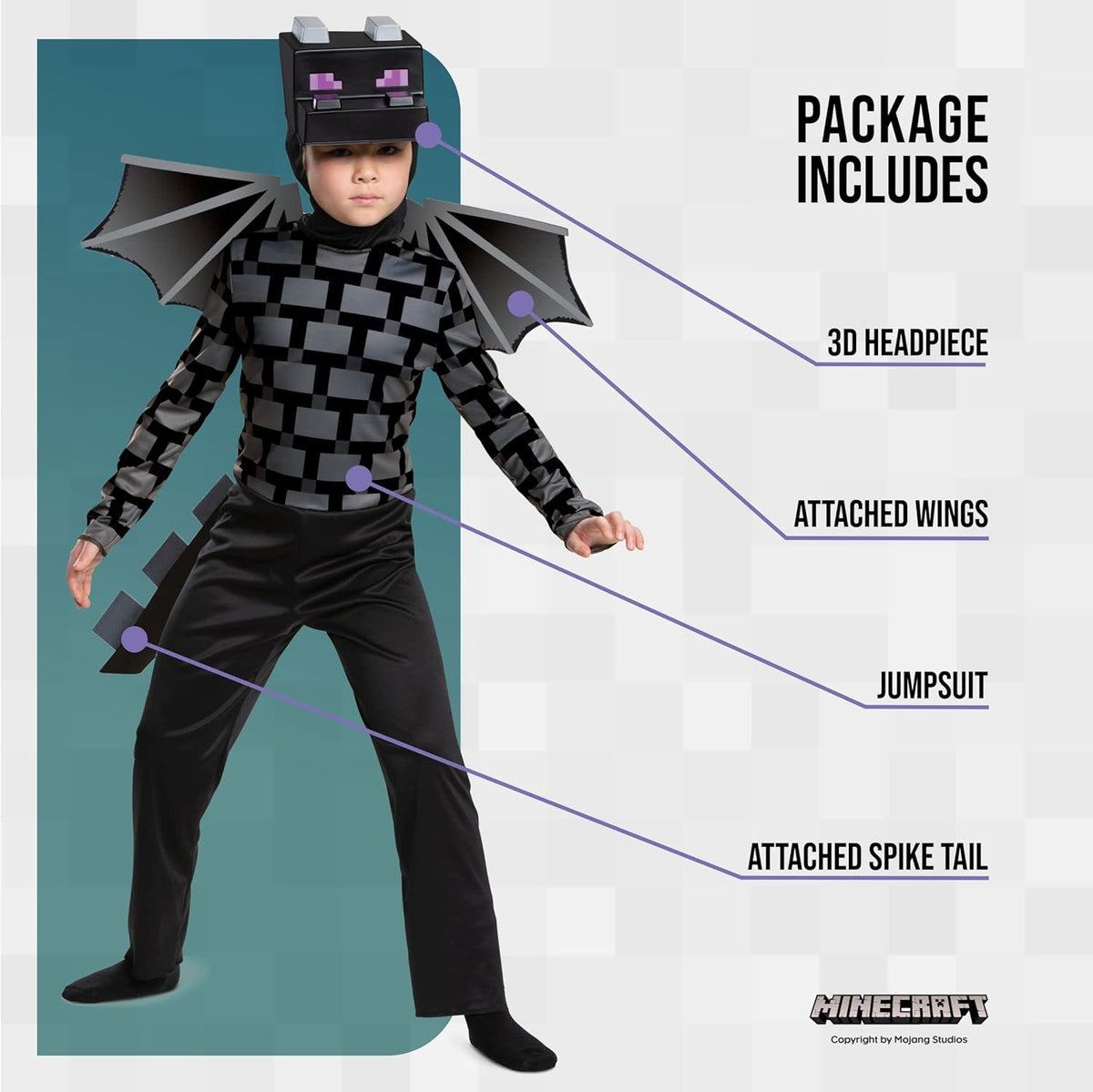 Minecraft Ender Dragon Costume for Kids, Video Game Inspired Character Outfit Halloween - SHOMICOBOUTIQUE - Flyclothing LLC
