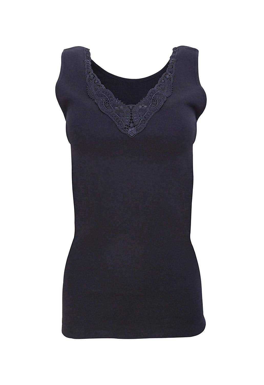 MaRe Premium Quality 100% Brushed Cotton Women's Tank Top with Macramé Lace. Proudly Made in Italy. - tittimitti - Flyclothing LLC
