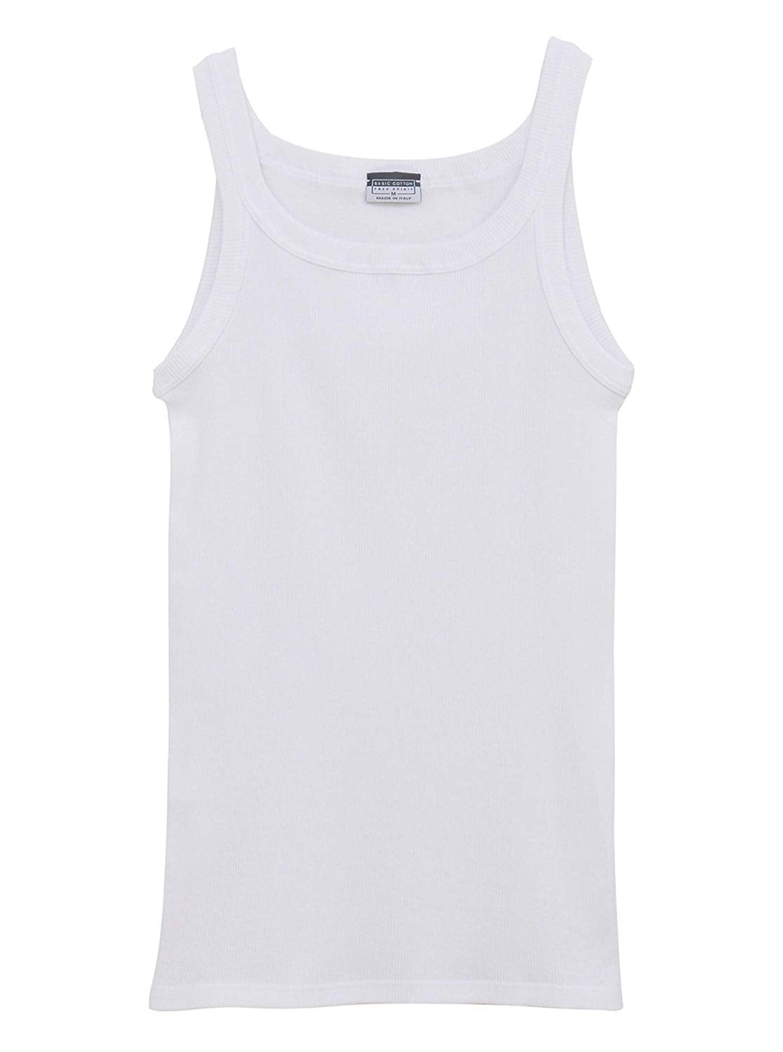 BASIC COTTON Free Spirit Premium Quality 100% Ribbed Cotton Men's Muscle Shirt Made in Italy (901)