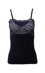 Mare Luxury 100% Mako Cotton Women's Lace-Trimmed Camisole. Proudly Made in Italy (262) - tittimitti - Flyclothing LLC