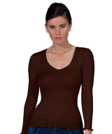 EGI Luxury Wool Silk V-Neck Long Sleeve Top. Proudly Made in Italy (1493) - tittimitti - Flyclothing LLC