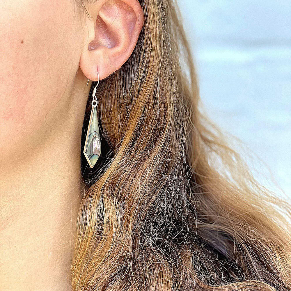 Abalone Diamond-Shaped Dangle Earrings - Artisana - Flyclothing LLC
