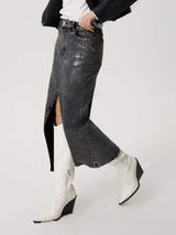 Slit Midi Denim Skirt with Pockets - Trendsi - Flyclothing LLC