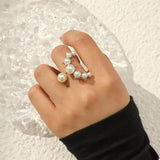Alloy Pearl Open Ring - Trendsi - Flyclothing LLC