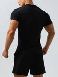 Men's Plus Size Notched Short Sleeve T-Shirt - Trendsi