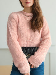 Cutout Knot Button Long Sleeve Cardigan - Trendsi