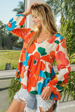 BiBi Floral Woven Tiered V Neck Top - Trendsi - Flyclothing LLC