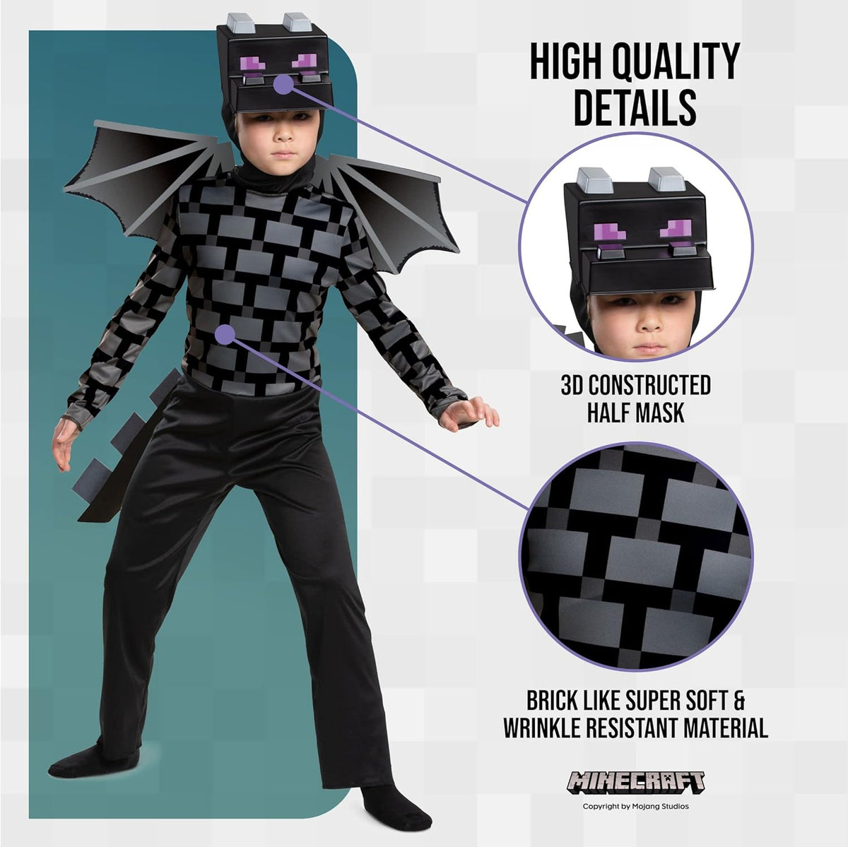 Minecraft Ender Dragon Costume for Kids, Video Game Inspired Character Outfit Halloween - SHOMICOBOUTIQUE - Flyclothing LLC