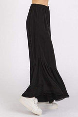 Mittoshop Lace Ruffle Asymmetric Hem Wide Leg Pants - Trendsi - Flyclothing LLC