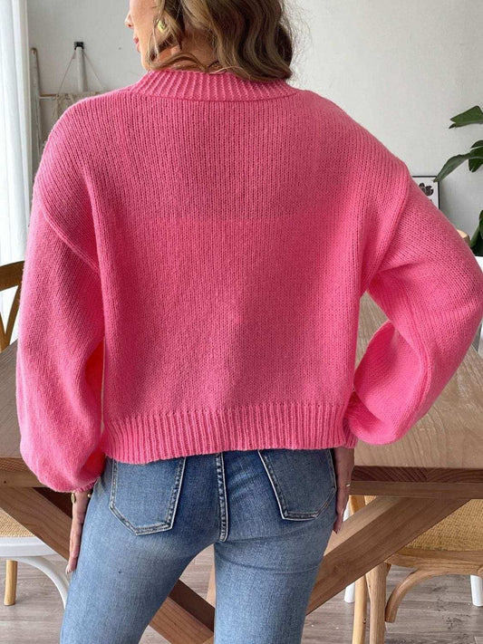 Pearl Open Front Long Sleeve Cardigan - Trendsi - Flyclothing LLC