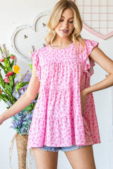 Heimish Full Size Floral Ruffled Tiered Top - Trendsi