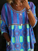 Full Size Hollow Out Round Neck Top Plus Size - Trendsi - Flyclothing LLC