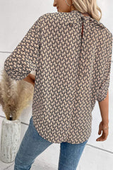 Tie Back Slit Half Sleeve Blouse - Trendsi - Flyclothing LLC