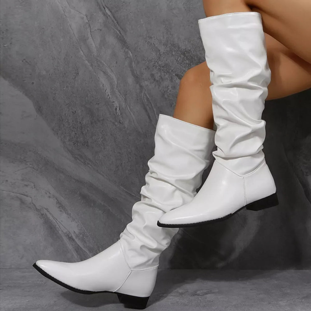 Slouchy Block Heel Boots - Trendsi - Flyclothing LLC