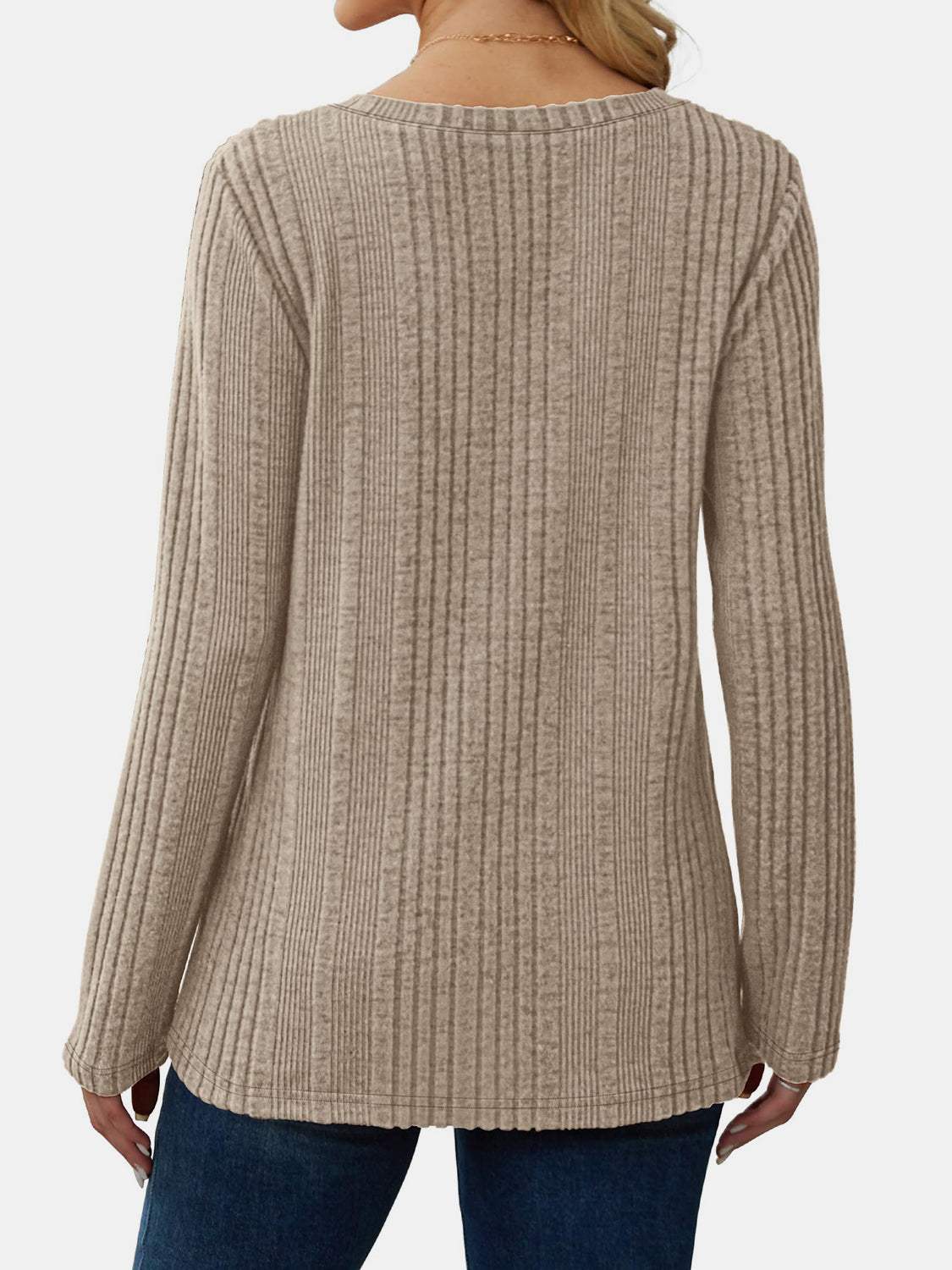 V-Neck Long Sleeve T-Shirt - Trendsi - Flyclothing LLC
