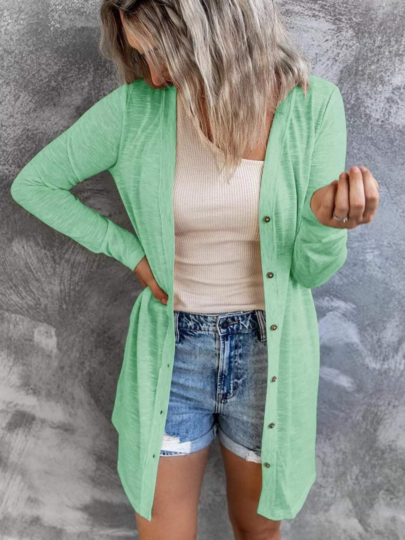 Full Size Lightweight Button-Up Cardigan Plus Size - Trendsi - Flyclothing LLC