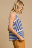Umgee Round Neck Texture Striped Tank - Trendsi