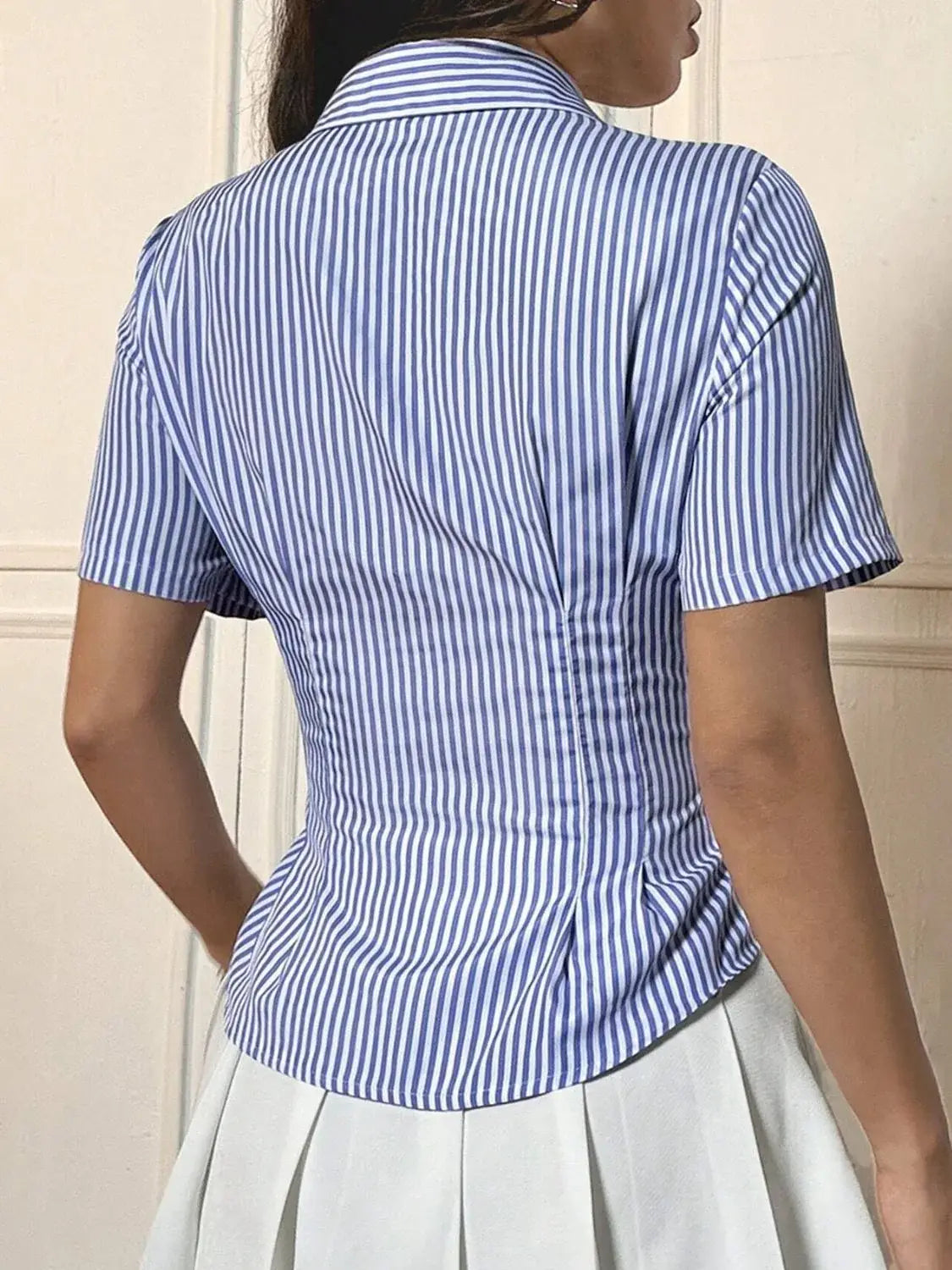 Button Down Short Sleeve Shirt - Trendsi - Flyclothing LLC