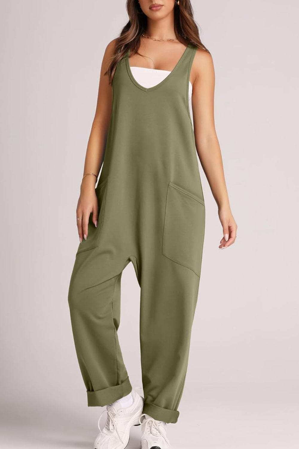 Wide Strap Jumpsuit with Pockets - Trendsi - Flyclothing LLC