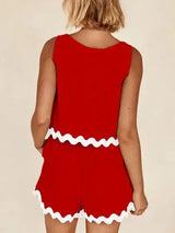 Contrast Trim Round Neck Tank and Shorts Set - Trendsi - Flyclothing LLC
