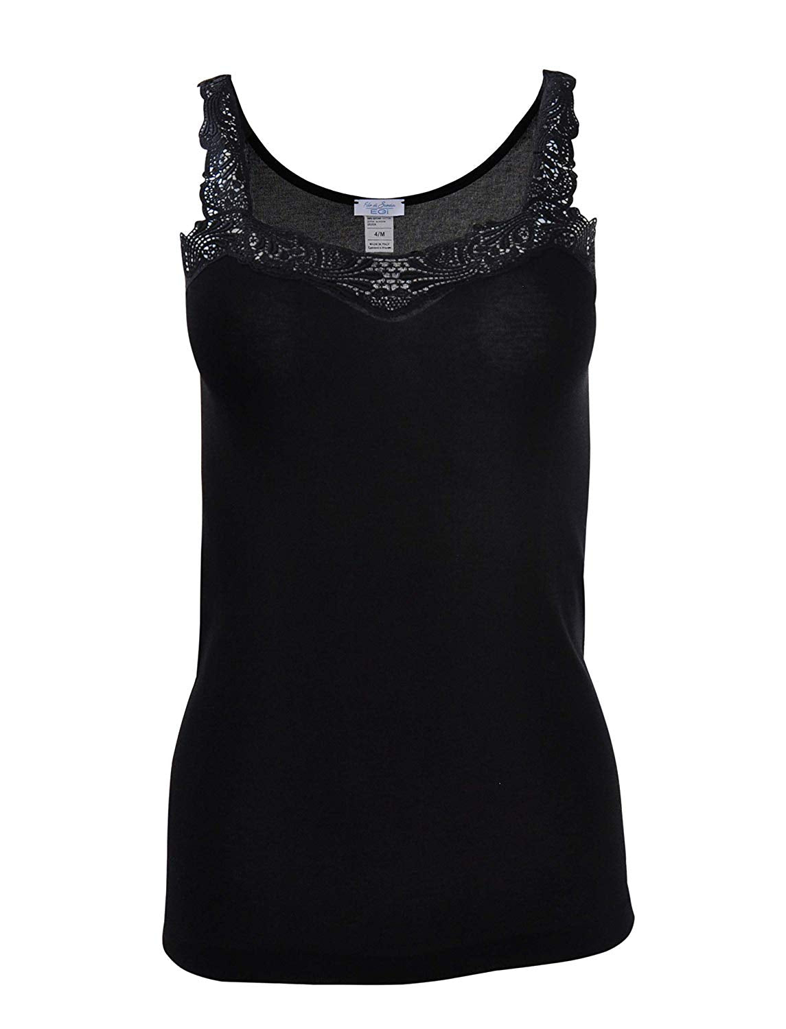 EGi Luxury 100% Filo di Scozia Cotton with Macramé Lace Women's Top S - XXL Made in Italy - tittimitti - Flyclothing LLC