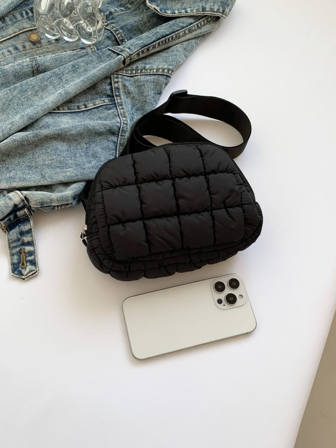 Bubble Texture Adjustable Strap Crossbody Bag - Trendsi