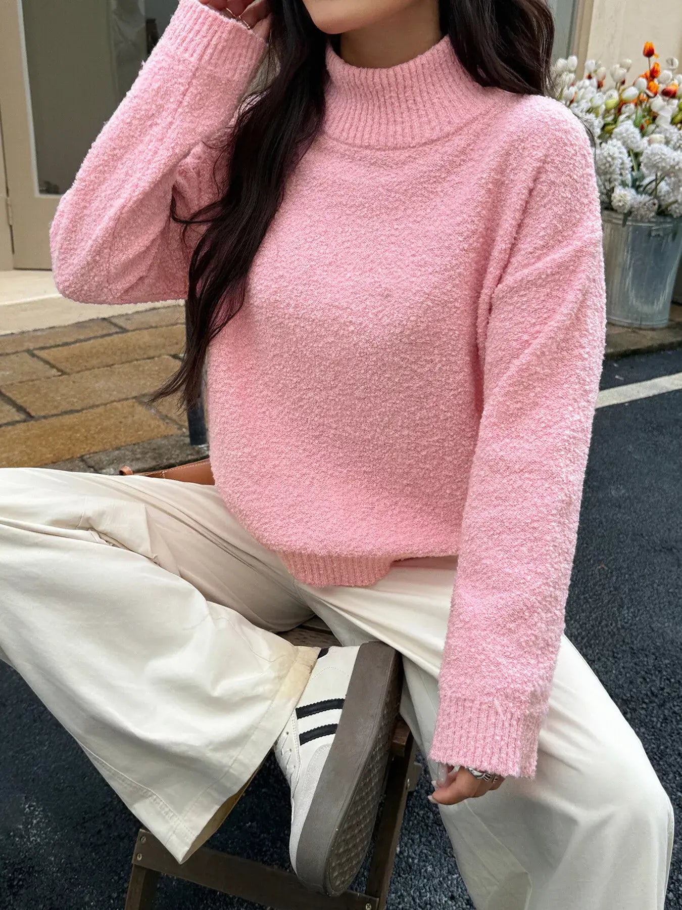 Turtleneck Long Sleeve Sweater - Trendsi - Flyclothing LLC